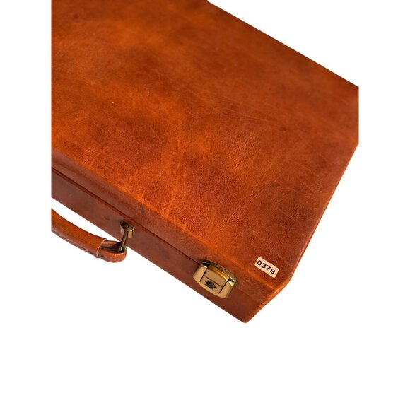 Vintage Brown faux Leather hard shell Briefcase With Brass Locks & Handle - Picture 11 of 16